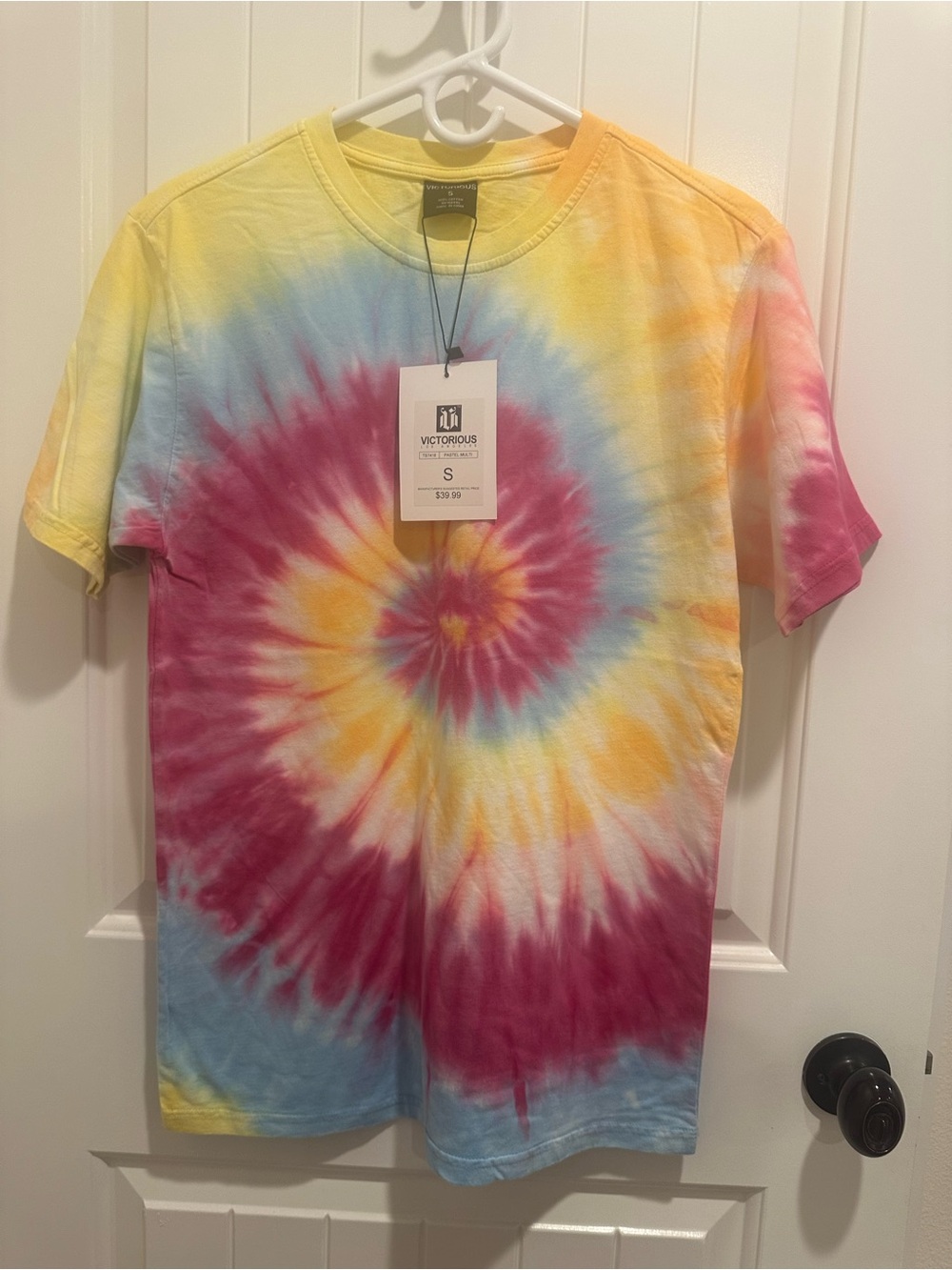 Victorious Spiral Tie-Dye Tee — Yellow, Pink, Blue